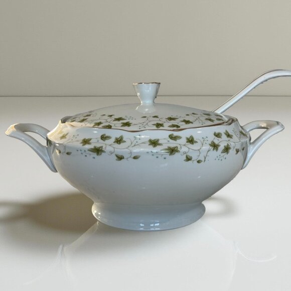 Soup Tureen w/ Ladle Diana Pattern by Favolina Karolina Poland - Great Condition - Picture 1 of 16